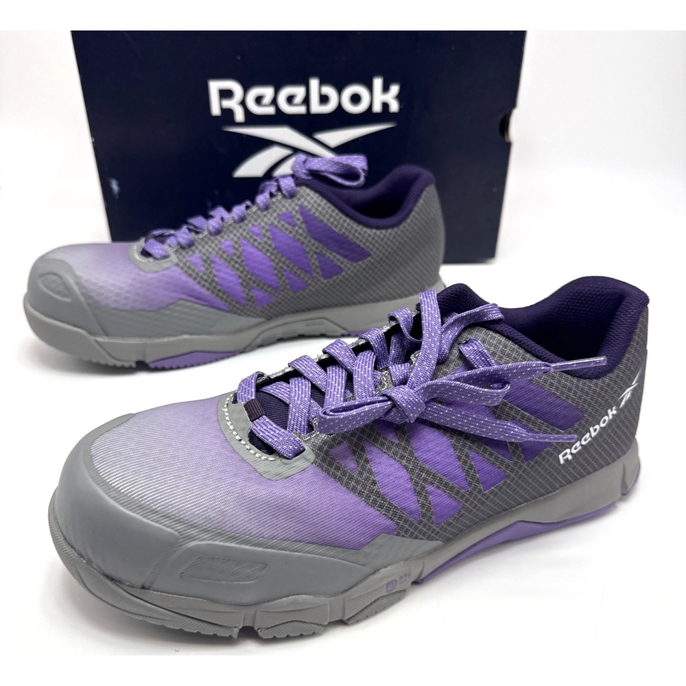 Reebok Speed TR Work RB451 Comp Toe Work Shoes Grey Purple Women's Size 9 M